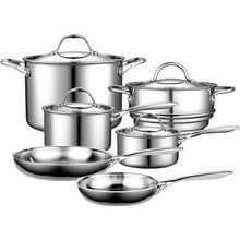 Load image into Gallery viewer, 10-Piece Stainless Steel Cookware Set - Lifetime Warranty
