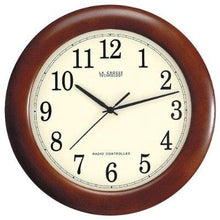 Load image into Gallery viewer, 12.5-inch Atomic Analog Wall Clock with Wood Finish Frame
