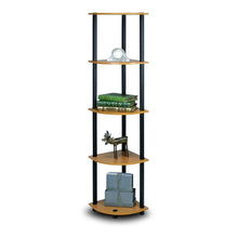 Load image into Gallery viewer, 5-Tier Corner Display Shelf Bookcase in Light Cherry &amp; Black