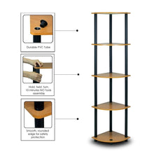 Load image into Gallery viewer, 5-Tier Corner Display Shelf Bookcase in Light Cherry &amp; Black
