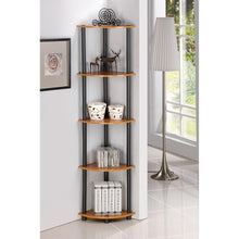 Load image into Gallery viewer, 5-Tier Corner Display Shelf Bookcase in Light Cherry &amp; Black