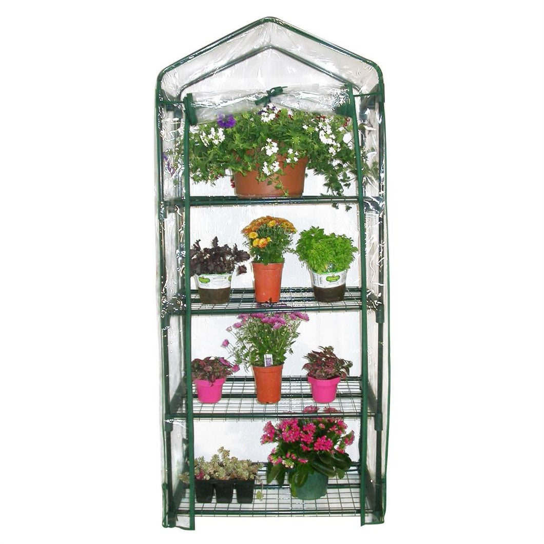 4-Tier Growing Rack Planter Stand Greenhouse with Steel Frame