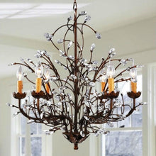 Load image into Gallery viewer, Antique Bronze 6-light Crystal and Iron Chandelier