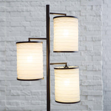 Load image into Gallery viewer, Tree Lamp 3-Light Floor Lamp in Antique Bronze &amp; White Cotton Fabric Shades