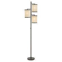 Load image into Gallery viewer, Tree Lamp 3-Light Floor Lamp in Antique Bronze &amp; White Cotton Fabric Shades