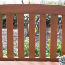 Load image into Gallery viewer, Curved Back 4-Ft Outdoor Garden Bench with Arm-Rests in Natural Wood Finish