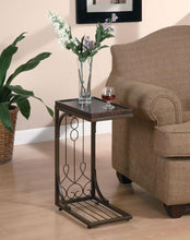 Load image into Gallery viewer, Brown Scroll Design Side Sofa Tray Snack Table w- Copper Base