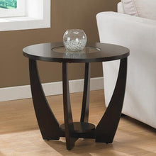 Load image into Gallery viewer, Stylish Espresso End Table with Shelf and Glass Insert