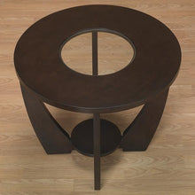Load image into Gallery viewer, Stylish Espresso End Table with Shelf and Glass Insert