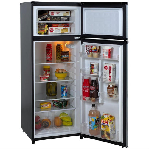 7.4 Cubic Feet Refrigerator with Top Freezer in Black w- Platinum Finish