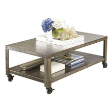 Load image into Gallery viewer, Modern Industrial Style Metal Coffee Table with Locking Caster Wheels