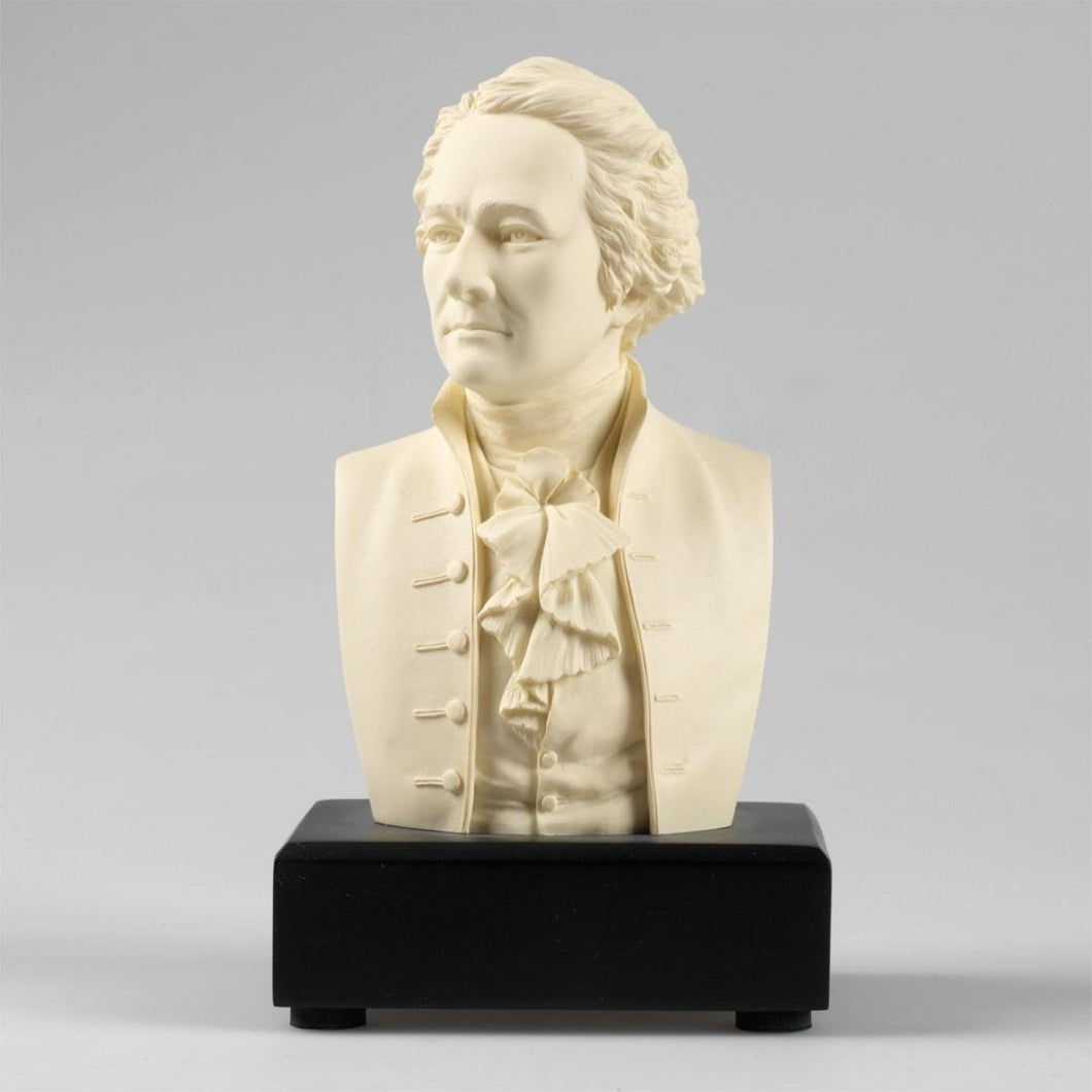 6-inch High Alexander Hamilton Bust Statue Sculpture in White Polystone