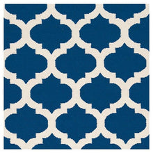Load image into Gallery viewer, 5&#39; x 8&#39; Flat Woven Wool Area Rug Handmade Blue White Trellis Pattern