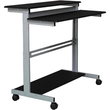 Load image into Gallery viewer, Mobile 48-inch Adjustable Height Standing Computer Desk in Black with Silver Steel Frame