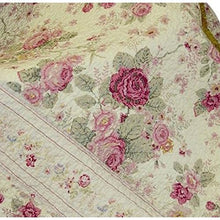Load image into Gallery viewer, Red Pink Gold Ecru Floral Roses Quilt Throw Blanket in 100% Cotton