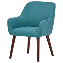 Load image into Gallery viewer, Modern Mid-Century Style Accent Dining Chair with Wood Legs and Aqua Blue Upholstery