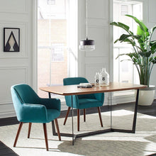 Load image into Gallery viewer, Modern Mid-Century Style Accent Dining Chair with Wood Legs and Aqua Blue Upholstery