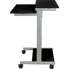 Load image into Gallery viewer, Mobile 24-inch Adjustable Height Standing Computer Desk in Black with Silver Steel Frame