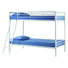 Load image into Gallery viewer, Twin over Twin Bunk Bed with Ladder in White Metal Finish