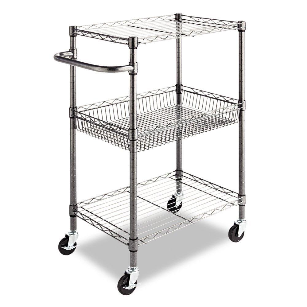 3-Tier Metal Kitchen Cart - Utility Cart with Adjustable Shelves and Casters