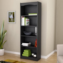 Load image into Gallery viewer, Contemporary Black Bookcase with 5 Shelves and Curved Accents
