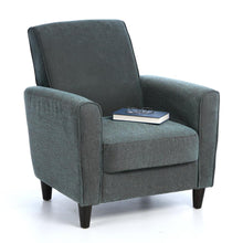 Load image into Gallery viewer, Blue Upholstered Modern Accent Arm Chair with Espresso Wood Legs