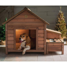 Load image into Gallery viewer, Solid Wood A-Frame Outdoor Dog House with Food Bowl and Storage