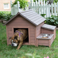 Load image into Gallery viewer, Solid Wood A-Frame Outdoor Dog House with Food Bowl and Storage