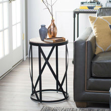 Load image into Gallery viewer, Modern Industrial Drum Style Steel Side Table with Wood Top