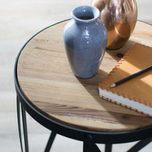 Load image into Gallery viewer, Modern Industrial Drum Style Steel Side Table with Wood Top