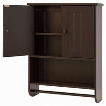 Load image into Gallery viewer, Espresso Bathroom Wall Cabinet Cupboard with Towel Bar
