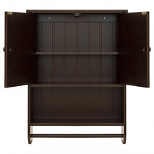 Load image into Gallery viewer, Espresso Bathroom Wall Cabinet Cupboard with Towel Bar