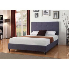 Load image into Gallery viewer, Full size Dark Blue Charcoal Linen Platform Bed with Upholstered Headboard