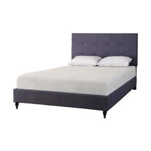 Load image into Gallery viewer, Full size Dark Blue Charcoal Linen Platform Bed with Upholstered Headboard