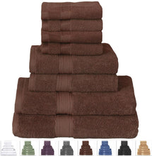 Load image into Gallery viewer, Dark Brown Cotton 8-Piece Bath Towel Set with 2 Hand Towels and 4 Washcloths