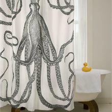 Load image into Gallery viewer, Black and White Octopus Shower Curtain 100-Percent Cotton 72 x 72-inch