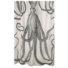 Load image into Gallery viewer, Black and White Octopus Shower Curtain 100-Percent Cotton 72 x 72-inch