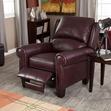 Load image into Gallery viewer, Burgundy Top-Grain Leather Upholstered Wing-back Club Chair Recliner