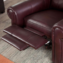 Load image into Gallery viewer, Burgundy Top-Grain Leather Upholstered Wing-back Club Chair Recliner