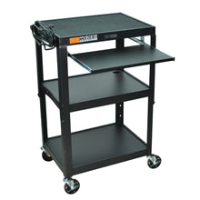 Load image into Gallery viewer, Mobile Stand Up Computer Desk Workstation Cart in Black Steel