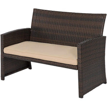 Load image into Gallery viewer, Brown Resin Wicker 4-Piece Modern Patio Furniture Set with Beige Padded Cushions