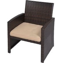 Load image into Gallery viewer, Brown Resin Wicker 4-Piece Modern Patio Furniture Set with Beige Padded Cushions