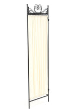 Load image into Gallery viewer, Black Metal 4-Panel Room Divider with Off-White Fabric Screen