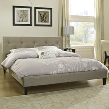 Load image into Gallery viewer, Twin size Modern Classic Upholstered Platform Bed with Tufted Headboard in Tan Beige