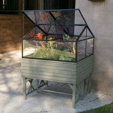Load image into Gallery viewer, Elevated Raised Bed Garden Cold-frame Greenhouse Kit in Driftwood Finish