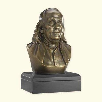 6-inch Ben Franklin Bronze Bust Statue - Founding Father - Great Gift