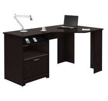 Load image into Gallery viewer, L-Shaped Corner Computer Desk with File Drawer in Espresso Wood Finish