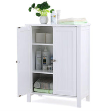 Load image into Gallery viewer, White Bathroom Floor Cabinet with 2 Doors and Adjustable Storage Shelves