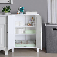 Load image into Gallery viewer, White Bathroom Floor Cabinet with 2 Doors and Adjustable Storage Shelves