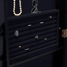 Load image into Gallery viewer, Full Length Tilting Cheval Mirror Jewelry Armoire in Black Wood Finish